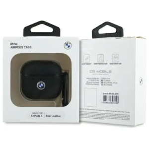 Hurtownia GSM - Etui BMW BMA4SSLBK Apple AirPods 4 kryt Pravá kůže Stříbrné logo černý/black - BMW799 - {ean13} - Hurt