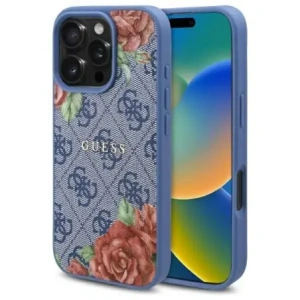 Wholesale Guess GUHMP16SP4ROPEMCB Apple iPhone 16 hardcase 4G Flowers Print MagSafe blue - GUE4218 - {ean13} - Hurt