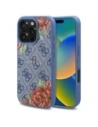 Guess GUHMP16SP4ROPEMCB Apple iPhone 16 husă dură 4G Imprimare flori MagSafe albastru