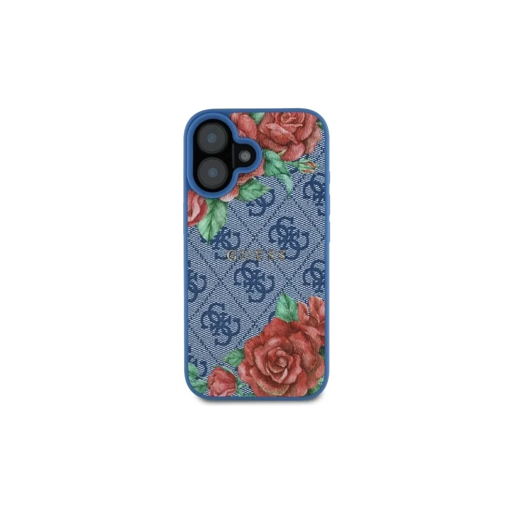 Hurtownia GSM - Guess GUHMP16SP4ROPEMCB Apple iPhone 16 husă dură 4G Imprimare flori MagSafe albastru - GUE4218 - {ean13} - Hurt