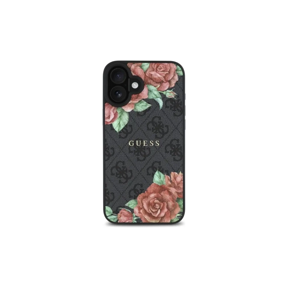 Hurtownia GSM - Guess GUHMP16SP4ROPEMCK Apple iPhone 16 hardcase 4G Flori Imprimare MagSafe negru - GUE4219 - {ean13} - Hurt