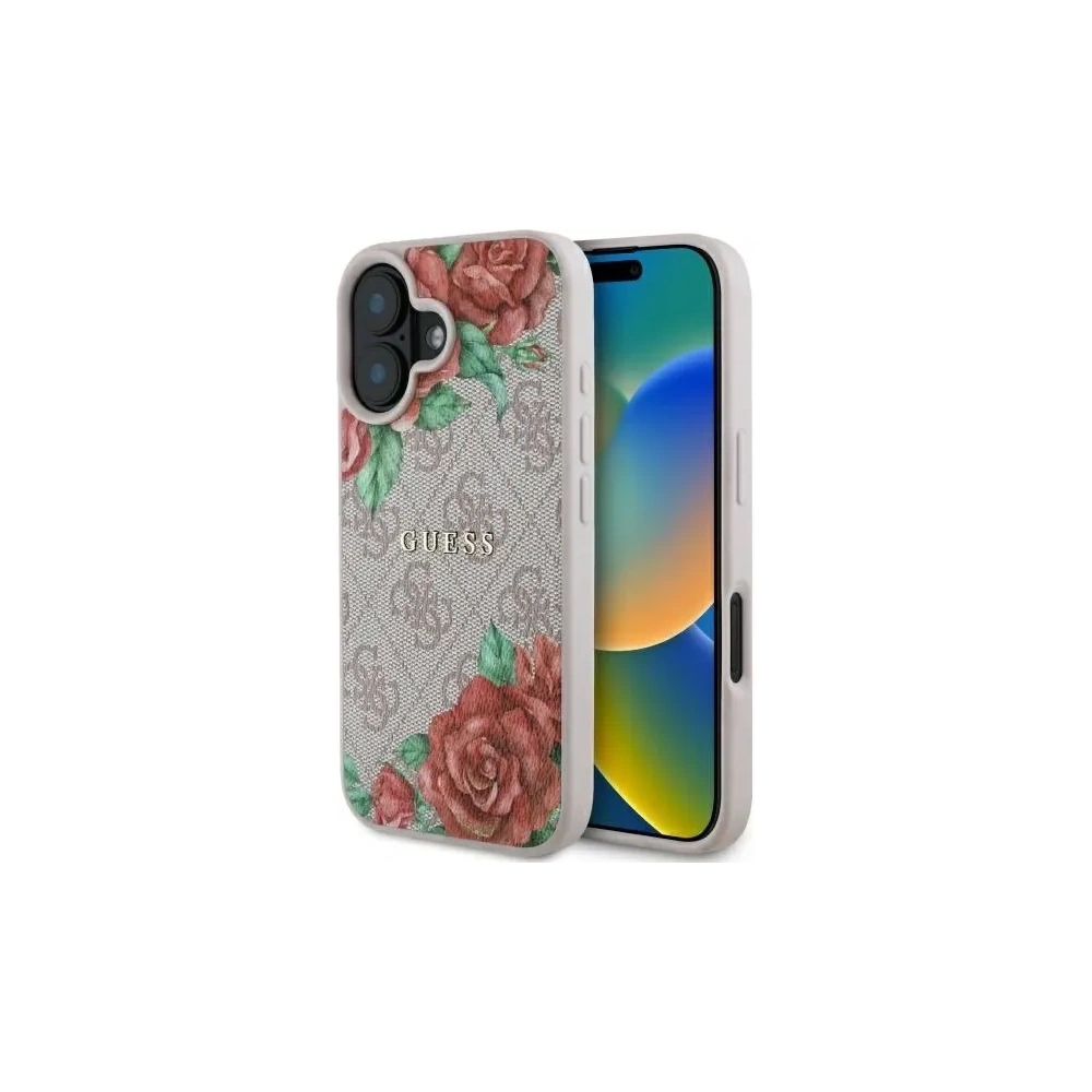 Hurtownia GSM - Guess GUHMP16SP4ROPEMCP Apple iPhone 16 husă rigidă 4G cu imprimeu flori MagSafe roz - GUE4220 - {ean13} - Hurt
