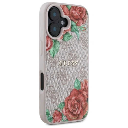 Etui Guess GUHMP16SP4ROPEMCP Apple iPhone 16 hardcase 4G Flowers Print MagSafe różowy/pink