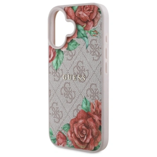 Etui Guess GUHMP16SP4ROPEMCP Apple iPhone 16 hardcase 4G Flowers Print MagSafe różowy/pink