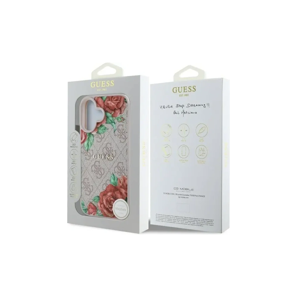 Hurtownia GSM - Guess GUHMP16SP4ROPEMCP Apple iPhone 16 husă rigidă 4G cu imprimeu flori MagSafe roz - GUE4220 - {ean13} - Hurt