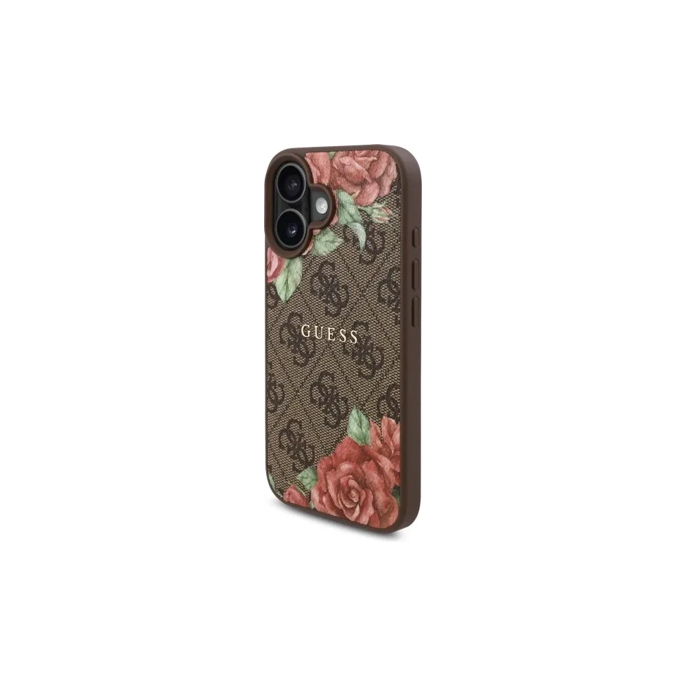 Hurtownia GSM - Guess GUHMP16SP4ROPEMCW Apple iPhone 16 carcasă dură 4G cu imprimeu flori MagSafe maro - GUE4221 - {ean13} - Hurt