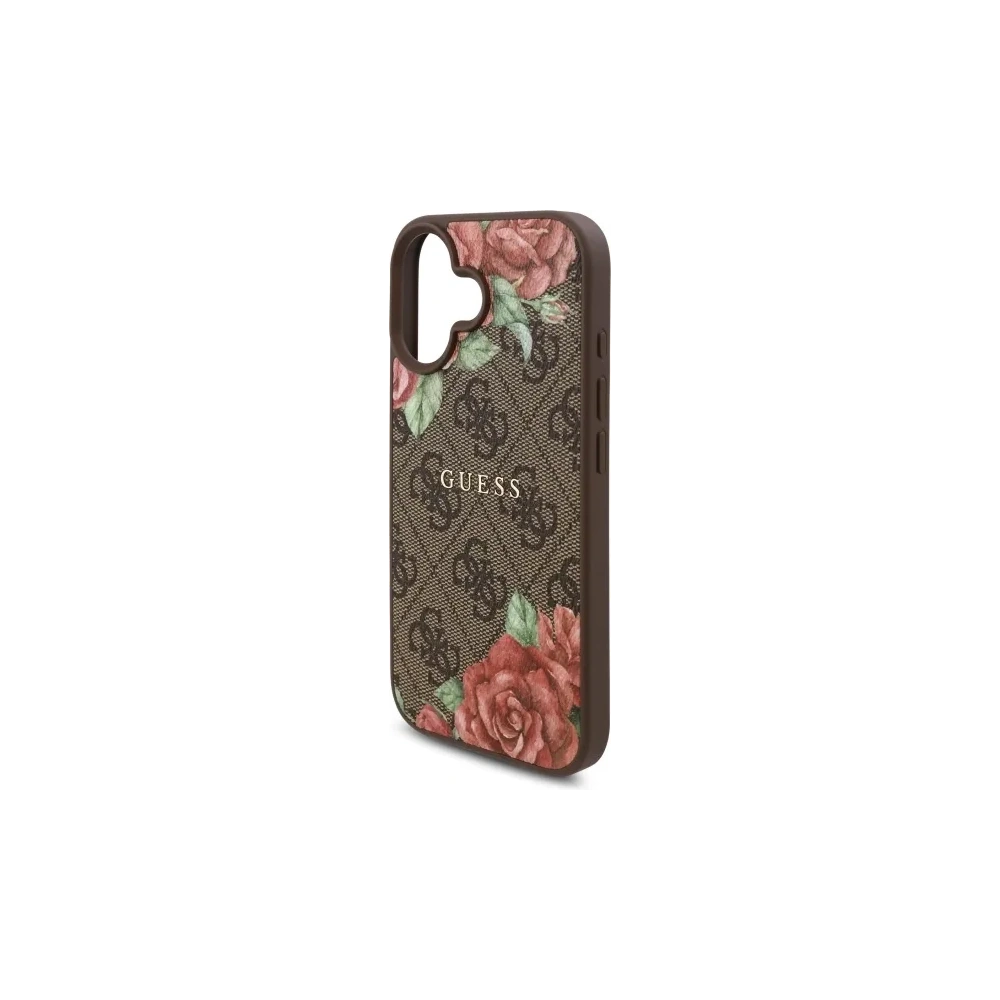 Hurtownia GSM - Guess GUHMP16SP4ROPEMCW Apple iPhone 16 carcasă dură 4G cu imprimeu flori MagSafe maro - GUE4221 - {ean13} - Hurt