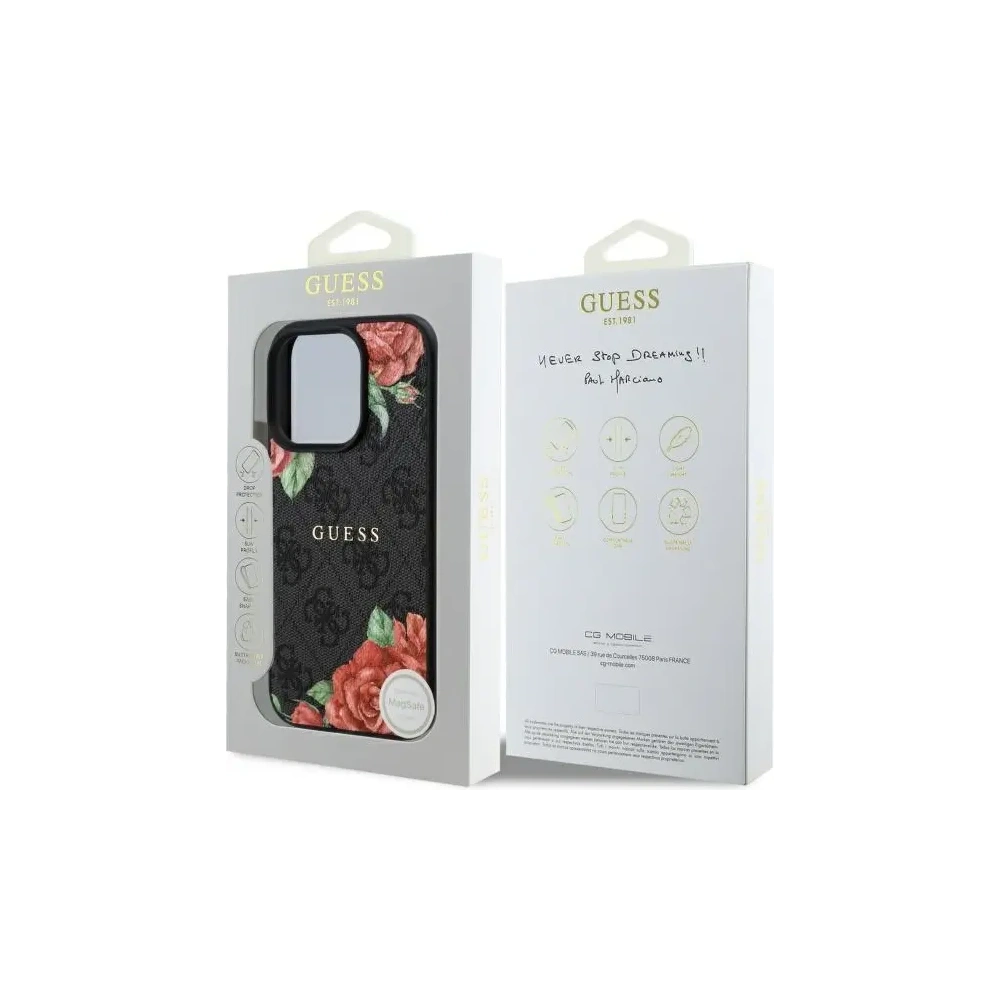 Wholesale Guess GUHMP16XP4ROPEMCK Apple iPhone 16 Pro Max hardcase 4G Flowers Print MagSafe black - GUE4222 - {ean13} - Hurt