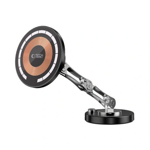 Uchwyt samochodowy na kokpit z ładowarką + blaszki Tech-Protect MM15W-V8 Magnetic MagSafe Dashboard Car Mount Wireless Charger 15W Black