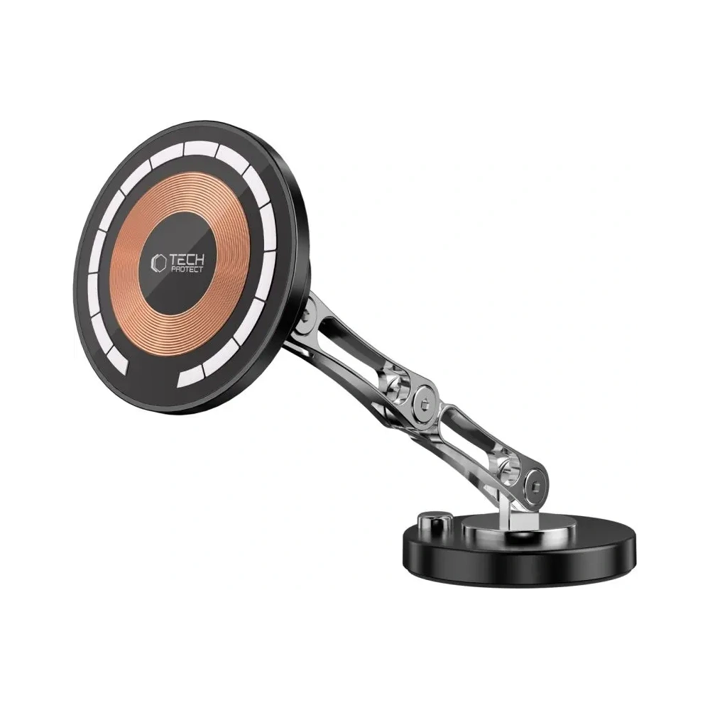 Hurtownia GSM - Uchwyt samochodowy na kokpit z ładowarką + blaszki Tech-Protect MM15W-V8 Magnetic MagSafe Dashboard Car Mount Wireless Charger 15W Black - THP3682 - {ean13} - Hurt