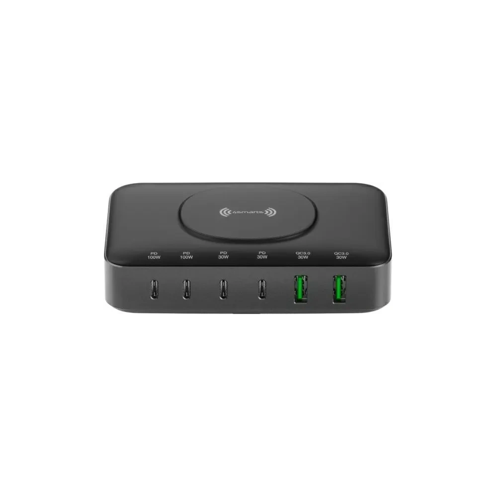 Wholesale 4smarts 7-in-1 charging station 100W with wireless charging black-grey - 4SMR63 - {ean13} - Hurt