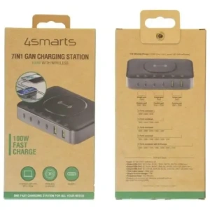 Wholesale 4smarts 7-in-1 charging station 100W with wireless charging black-grey - 4SMR63 - {ean13} - Hurt
