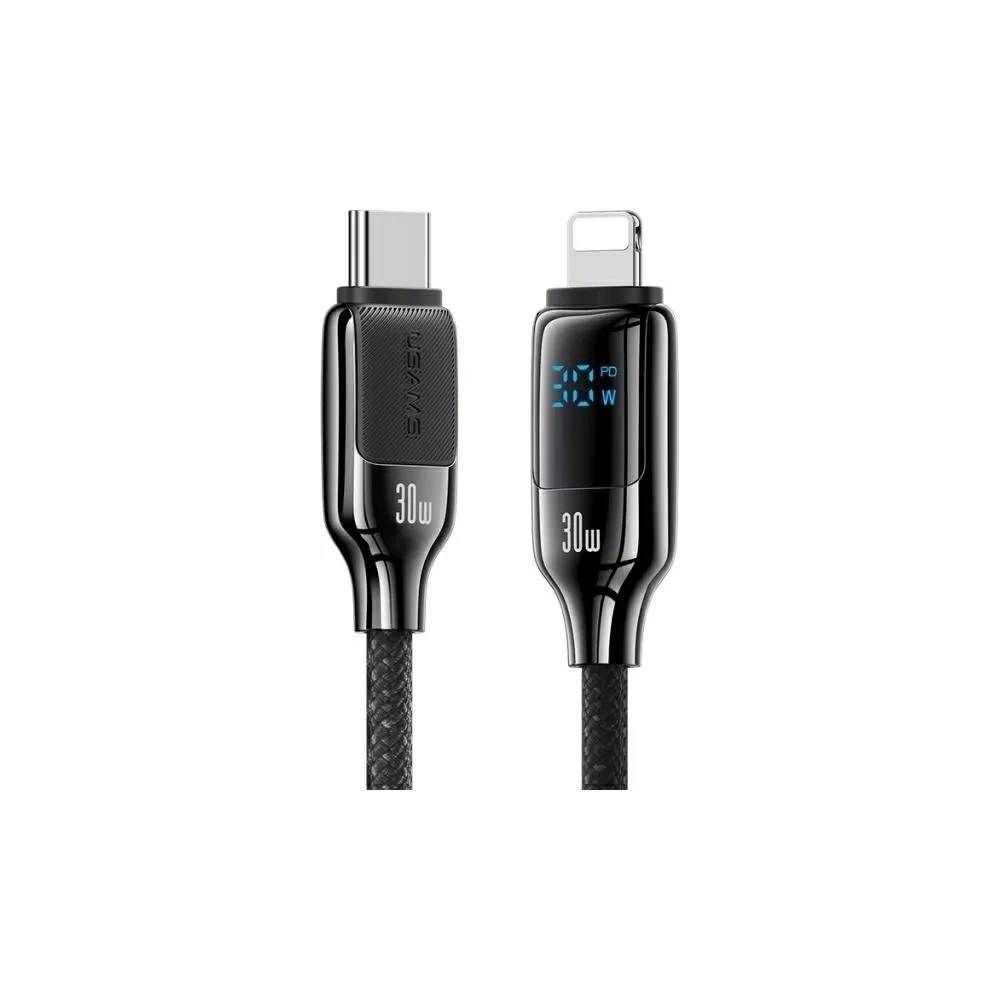 Hurtownia GSM - Kabel USAMS US-SJ741 USB-C / Lightning 30W 1.2m Digitální displej zinkové slitiny rychlé nabíjení datového kabelu HX Series - USA1216 - {ean13} - Hurt