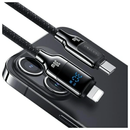 Kabel USAMS US-SJ741 USB-C / Lightning 30W 1.2m Digital Display Zinc Alloy Fast Charging Data Cable HX Series