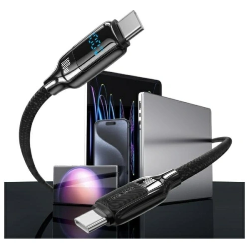 Kabel USAMS US-SJ742 USB-C / USB-C 100W 1.2m Digital Display Zinc Alloy Fast Charging Data Cable HX Series