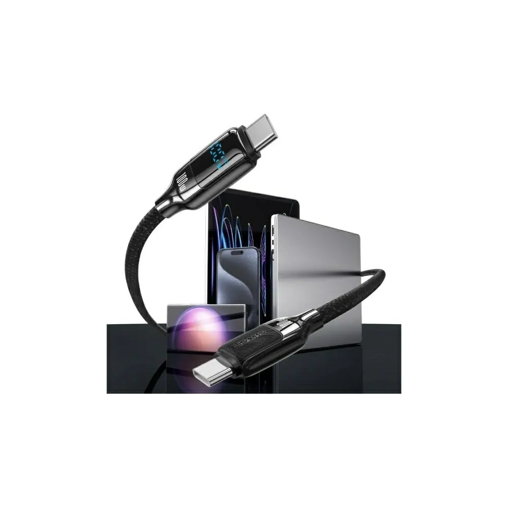 Hurtownia GSM - USAMS US-SJ742 cablu USB-C / USB-C 100W 1.2m Cablu de date pentru încărcare rapidă cu display digital din aliaj de zinc seria HX - USA1218 - {ean13} - Hurt