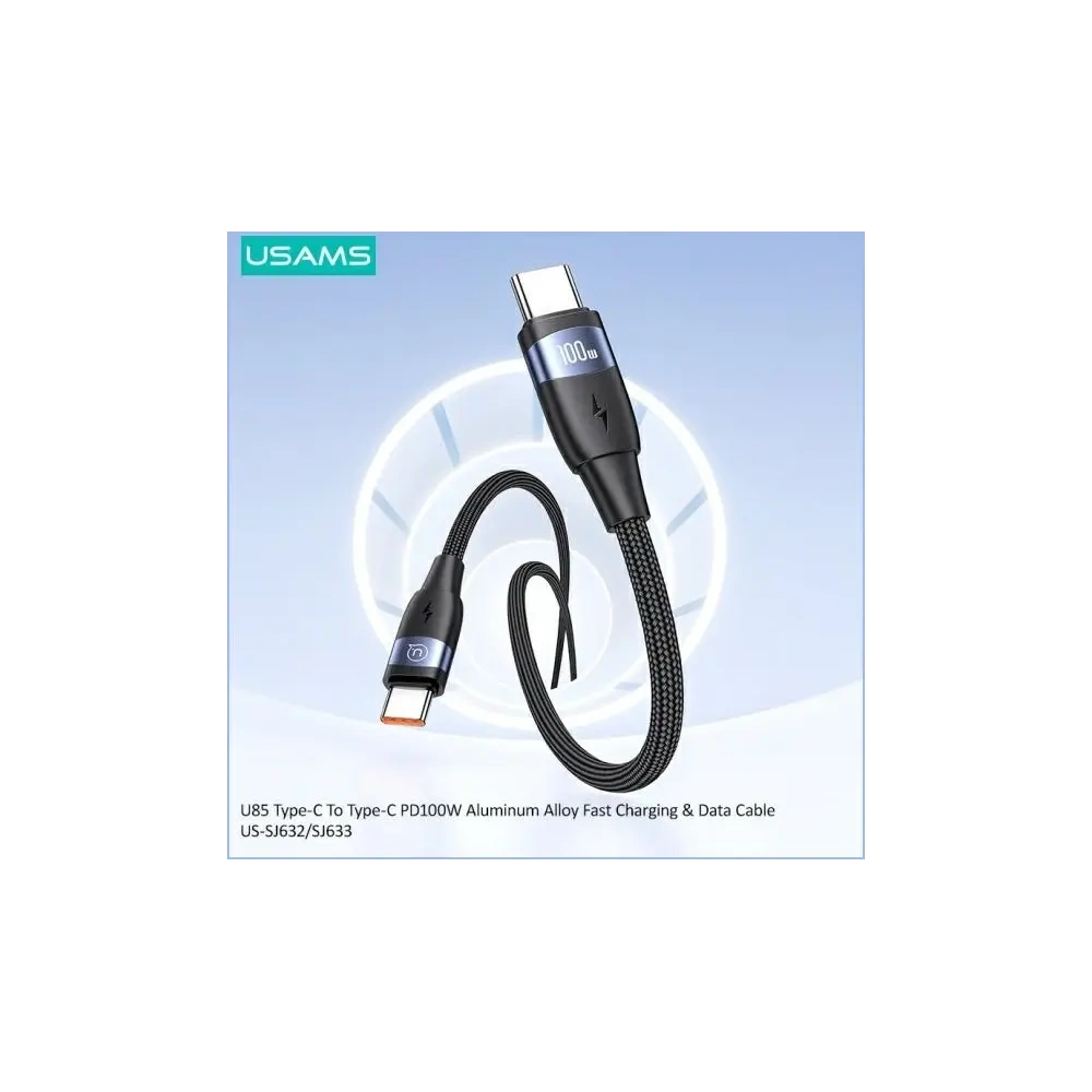 Hurtownia GSM - Kabel USAMS US-SJ633 USB-C / USB-C 100W 2m z hliníkové slitiny pro rychlé nabíjení a přenos dat - USA1220 - {ean13} - Hurt