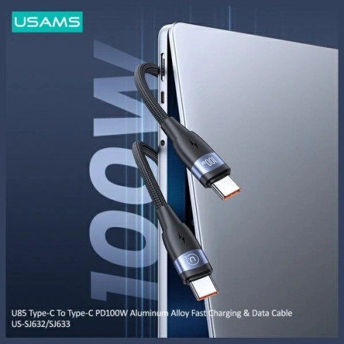 Kabel USAMS US-SJ633 USB-C / USB-C 100W 2m Aluminum Alloy Fast Charging & Data Cable