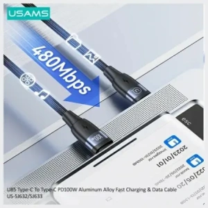Kabel USAMS US-SJ633 USB-C / USB-C 100W 2m Aluminum Alloy Fast Charging & Data Cable
