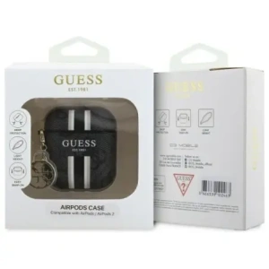 Hurtownia GSM - Etui Guess GUA2P4RPSK Apple AirPods 1/2 obal 4G tištěné pruhy kouzlo černý/black - GUE4232 - {ean13} - Hurt
