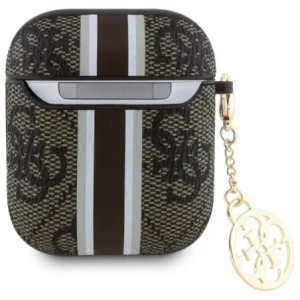 Hurtownia GSM - Etui Guess GUA2P4RPSW Apple AirPods 1/2 kryt 4G tištěné pruhy charm hnědá/brown - GUE4233 - {ean13} - Hurt