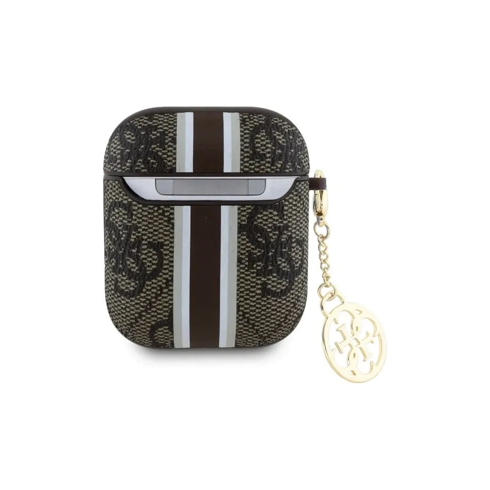 Hurtownia GSM - Etui Guess GUA2P4RPSW Apple AirPods 1/2 kryt 4G tištěné pruhy charm hnědá/brown - GUE4233 - {ean13} - Hurt