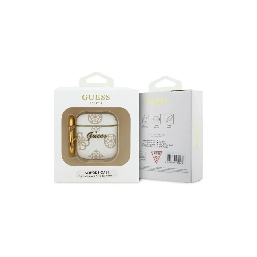 Hurtownia GSM - Etui Guess GUA2PG4GPH Apple AirPods 1/2 cover 4G Hook biały/white - GUE4234 - {ean13} - Hurt