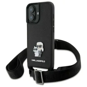 Hurtownia GSM - Karl Lagerfeld KLHCP16SSAKCPBK Apple iPhone 16 hardcase Saffiano Karl&Choupette Metal Pin CBDY Strap negru - KLD21856 - {ean13} - Hurt