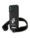 Karl Lagerfeld KLHCP16SSAKCPBK Apple iPhone 16 kemény tok Saffiano Karl&Choupette fém tűzőgép CBDY pánt fekete