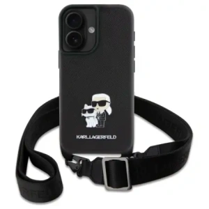 Hurtownia GSM - Karl Lagerfeld KLHCP16SSAKCPBK Apple iPhone 16 hardcase Saffiano Karl&Choupette Metal Pin CBDY Strap negru - KLD21856 - {ean13} - Hurt