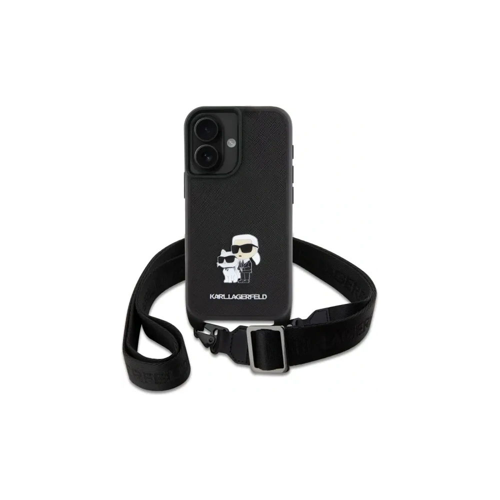 Wholesale Karl Lagerfeld KLHCP16SSAKCPBK Apple iPhone 16 hardcase Saffiano Karl&Choupette Metal Pin CBDY Strap black - KLD21856 - {ean13} - Hurt