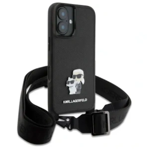 Hurtownia GSM - Karl Lagerfeld KLHCP16SSAKCPBK Apple iPhone 16 hardcase Saffiano Karl&Choupette Metal Pin CBDY Strap negru - KLD21856 - {ean13} - Hurt