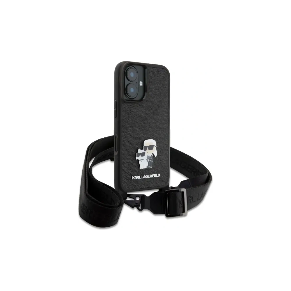 Wholesale Karl Lagerfeld KLHCP16SSAKCPBK Apple iPhone 16 hardcase Saffiano Karl&Choupette Metal Pin CBDY Strap black - KLD21856 - {ean13} - Hurt