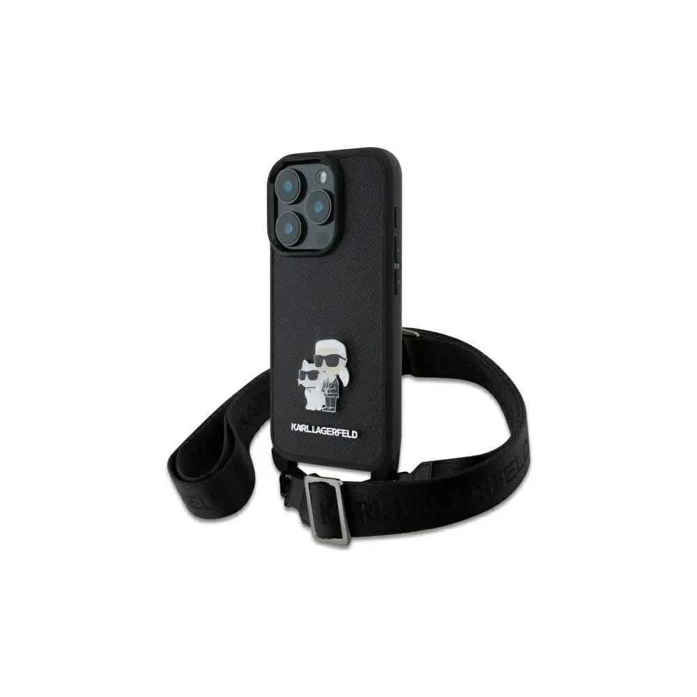 Hurtownia GSM - Etui Karl Lagerfeld KLHCP16XSAKCPBK Apple iPhone 16 Pro Max hardcase Saffiano Karl&Choupette Metal Pin CBDY Strap czarny/black - KLD21857 - {ean13} - Hurt