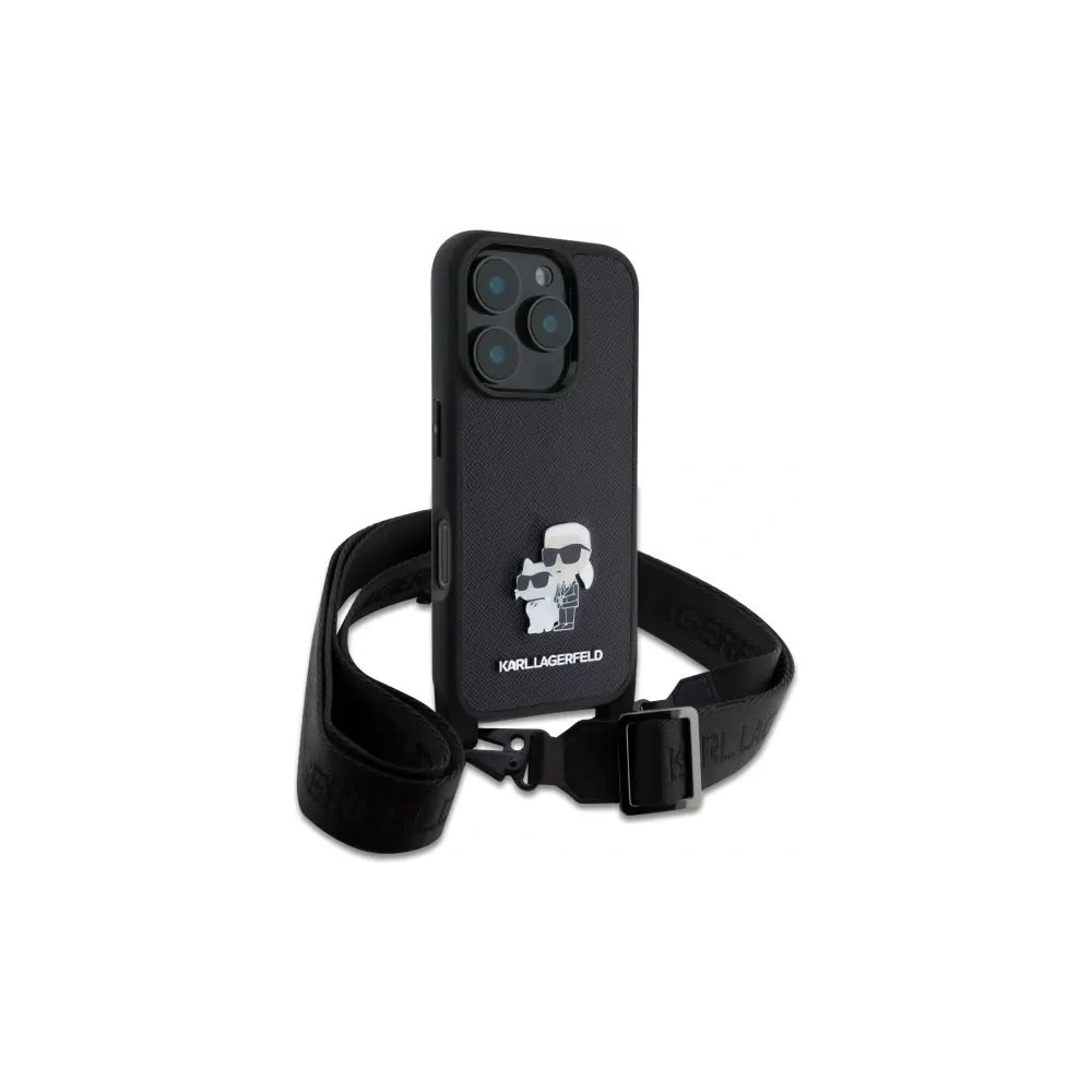 Hurtownia GSM - Etui Karl Lagerfeld KLHCP16XSAKCPBK Apple iPhone 16 Pro Max hardcase Saffiano Karl&Choupette Metal Pin CBDY Strap czarny/black - KLD21857 - {ean13} - Hurt