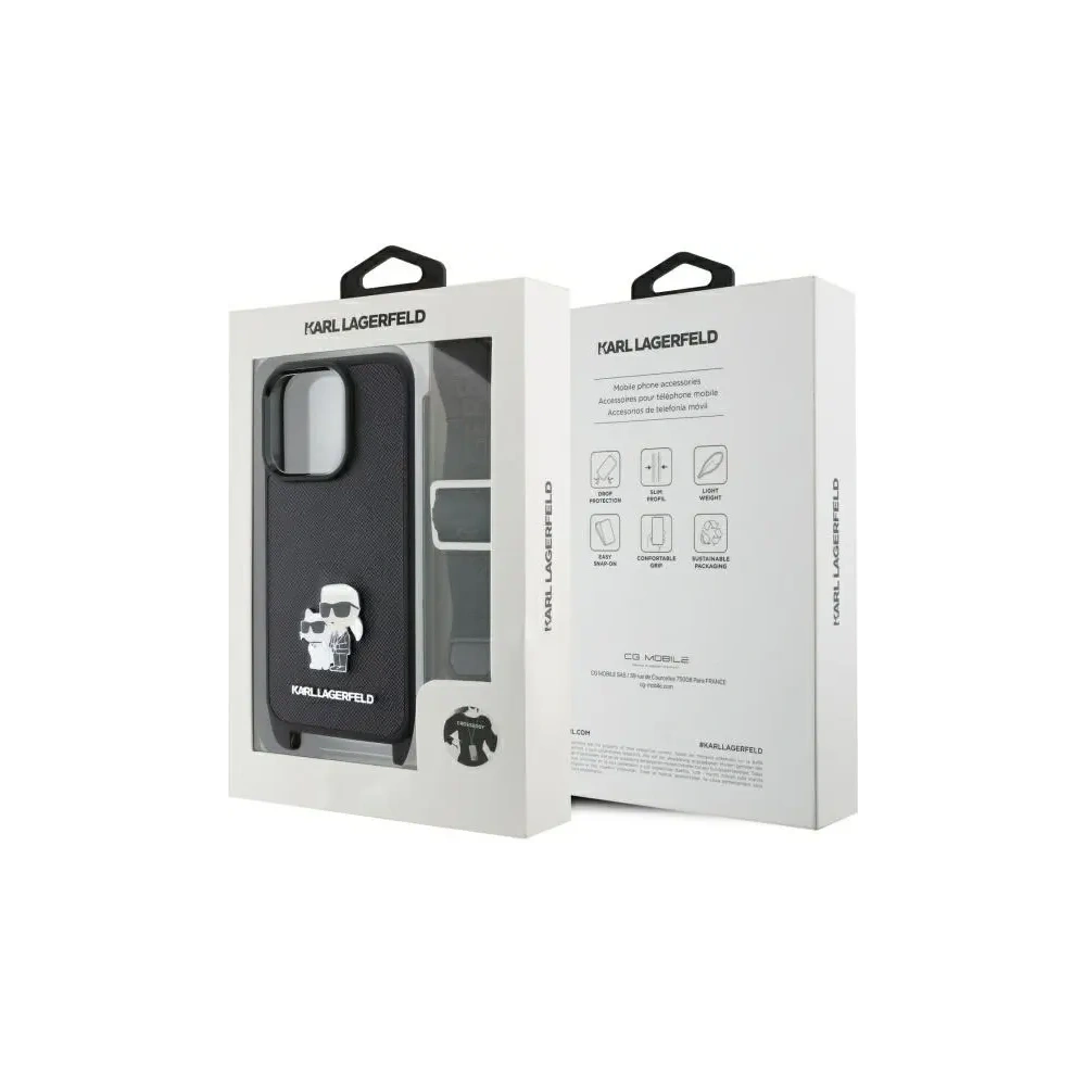 Hurtownia GSM - Etui Karl Lagerfeld KLHCP16XSAKCPBK Apple iPhone 16 Pro Max hardcase Saffiano Karl&Choupette Metal Pin CBDY Strap czarny/black - KLD21857 - {ean13} - Hurt