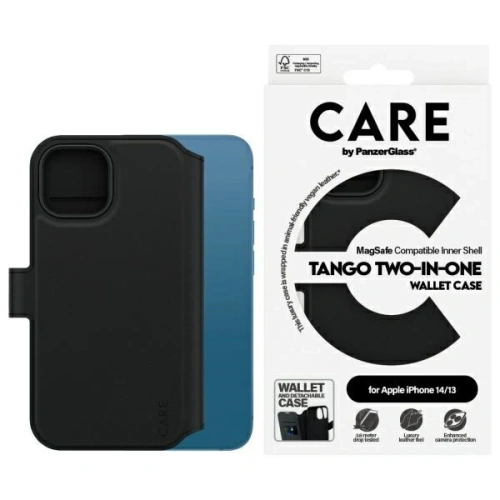 Etui CARE by PanzerGlass Feature Tango 2in1 Wallet Apple iPhone 14 / 13 MagSafe czarny/black