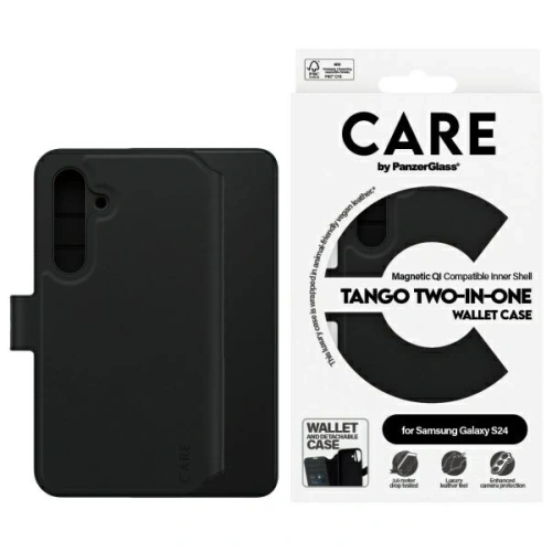 Etui CARE by PanzerGlass Feature Tango 2in1 Wallet Samsung Galaxy S24 czarny/black