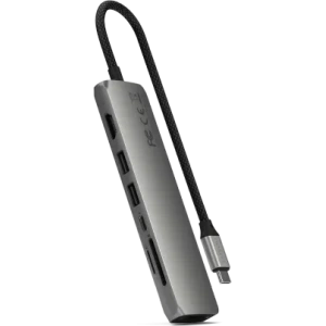 Hurtownia GSM - Satechi adaptor HUB USB-C Slim Multiport 7-in-1 cu Ethernet USB-C / 2xUSB-A, USB-C PD, HDMI 4K, cititor de carduri, Ethernet gri spațial - STH170 - {ean13} - Hurt