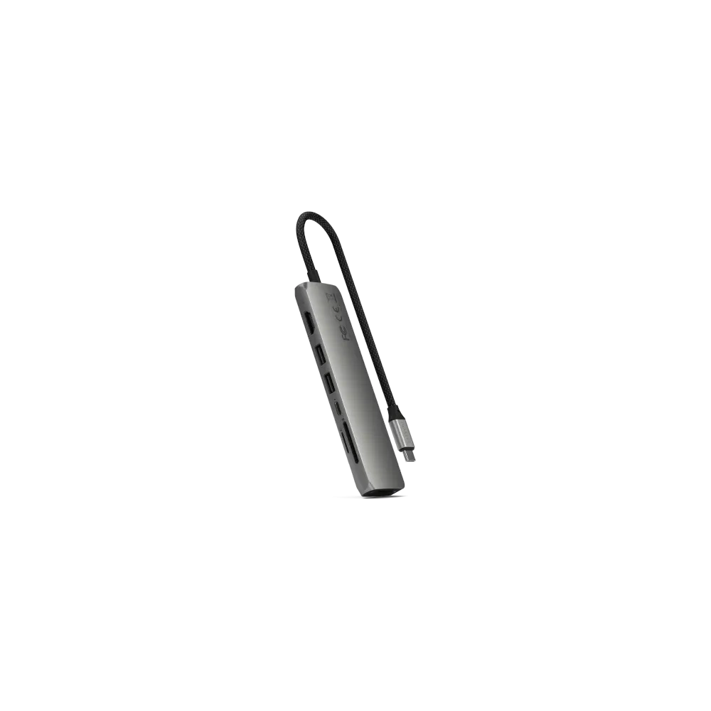 Hurtownia GSM - HUB Satechi 7-in-1 USB-C Slim Multiport Adapter with Ethernet USB-C / 2xUSB-A, USB-C PD, HDMI 4K, czytnik kart, Ethernet space grey - STH170 - {ean13} - Hurt