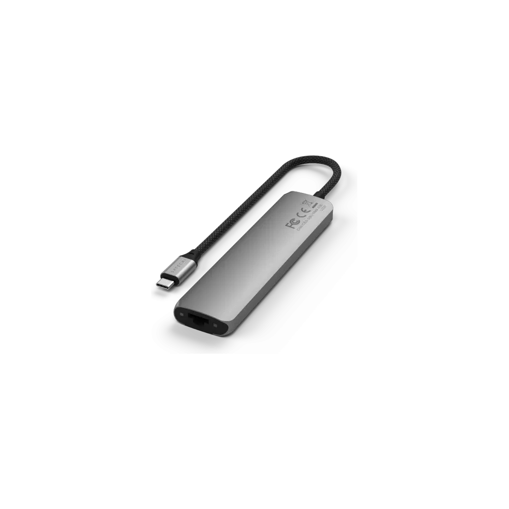 Hurtownia GSM - Satechi adaptor HUB USB-C Slim Multiport 7-in-1 cu Ethernet USB-C / 2xUSB-A, USB-C PD, HDMI 4K, cititor de carduri, Ethernet gri spațial - STH170 - {ean13} - Hurt