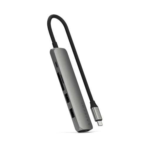HUB Satechi 6-in-1 USB-C Slim Multiport Adapter USB-C / 2xUSB-A, USB-C, 4K HDMI, czytnik kart space grey