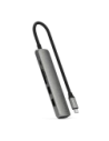 Satechi adaptor multiport USB-C Slim 6-in-1, USB-C / 2xUSB-A, USB-C, 4K HDMI, cititor de carduri, gri spațial