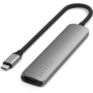 Hurtownia GSM - HUB Satechi 6-in-1 USB-C Slim Multiport Adapter USB-C / 2xUSB-A, USB-C, 4K HDMI, čtečka karet space grey - STH171 - {ean13} - Hurt
