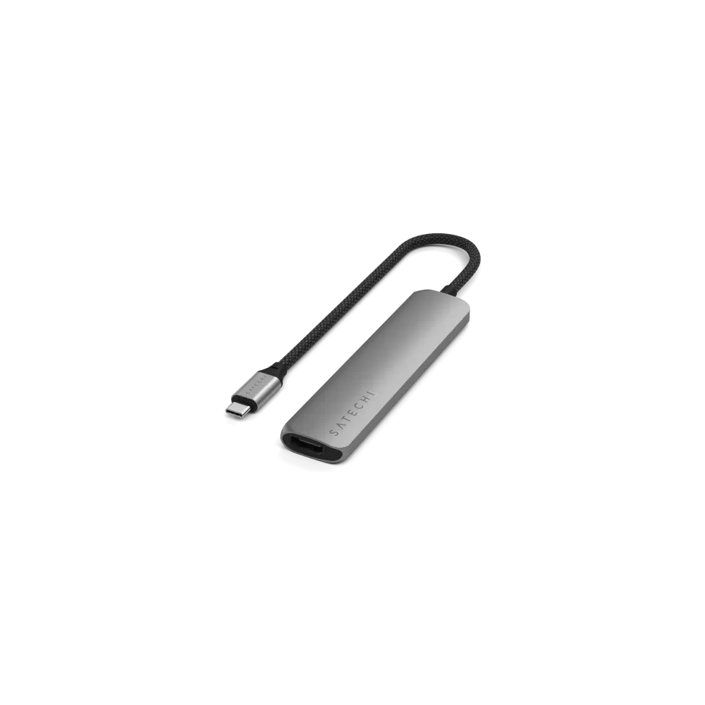 Hurtownia GSM - Satechi adaptor multiport USB-C Slim 6-in-1, USB-C / 2xUSB-A, USB-C, 4K HDMI, cititor de carduri, gri spațial - STH171 - {ean13} - Hurt