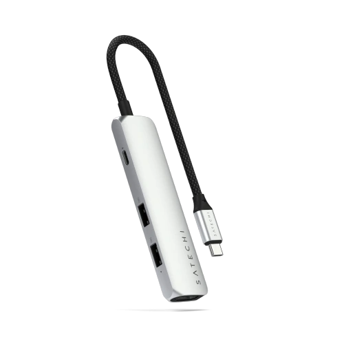 HUB Satechi 4-in-1 USB-C Slim Multiport Adapter 4K USB-C / 2xUSB-A, USB-C, 4K HDMI silver