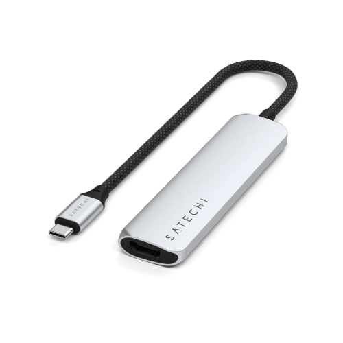 HUB Satechi 4-in-1 USB-C Slim Multiport Adapter 4K USB-C / 2xUSB-A, USB-C, 4K HDMI silver