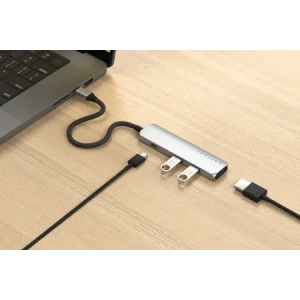 Hurtownia GSM - Satechi adaptor multiport USB-C Slim 4-in-1 4K USB-C / 2xUSB-A, USB-C, 4K HDMI argintiu - STH172 - {ean13} - Hurt
