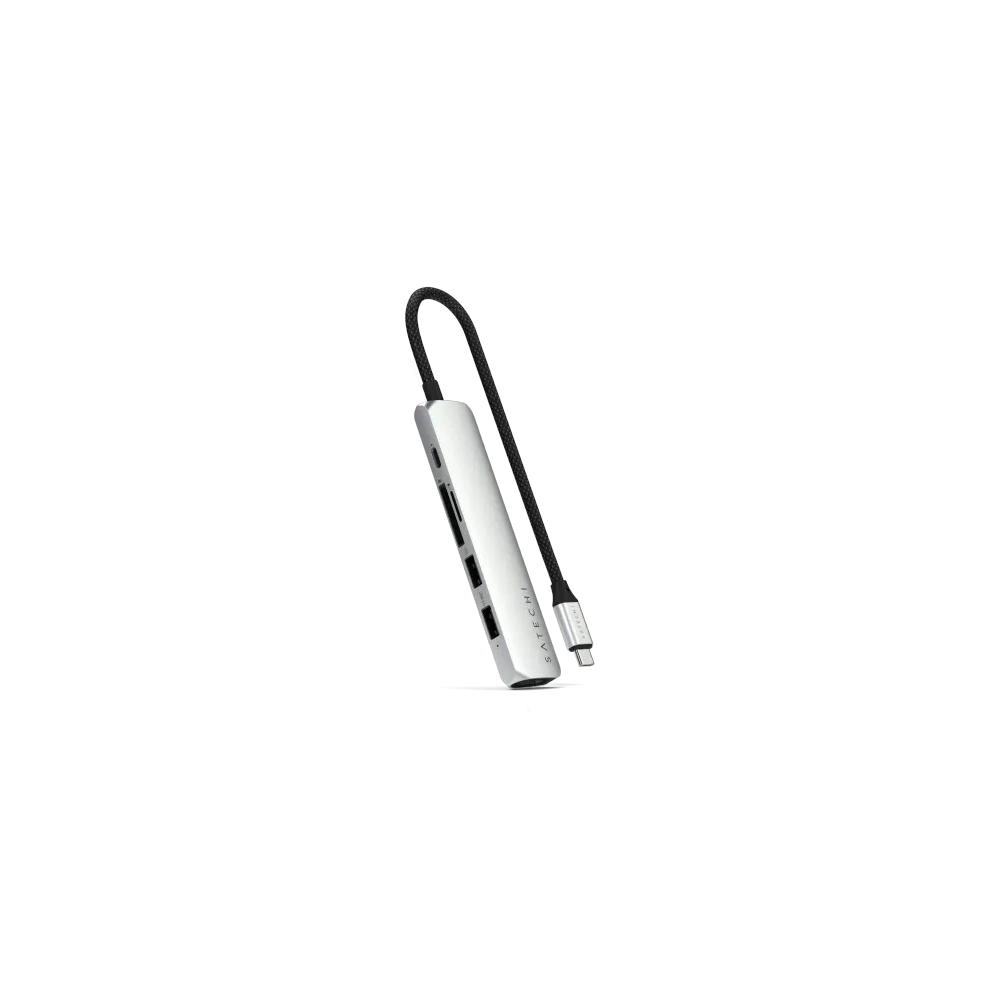 Wholesale Satechi 6-in-1 HUB USB-C Slim Multiport Adapter USB-C / 2xUSB-A, USB-C, 4K HDMI, card reader silver - STH173 - {ean13} - Hurt