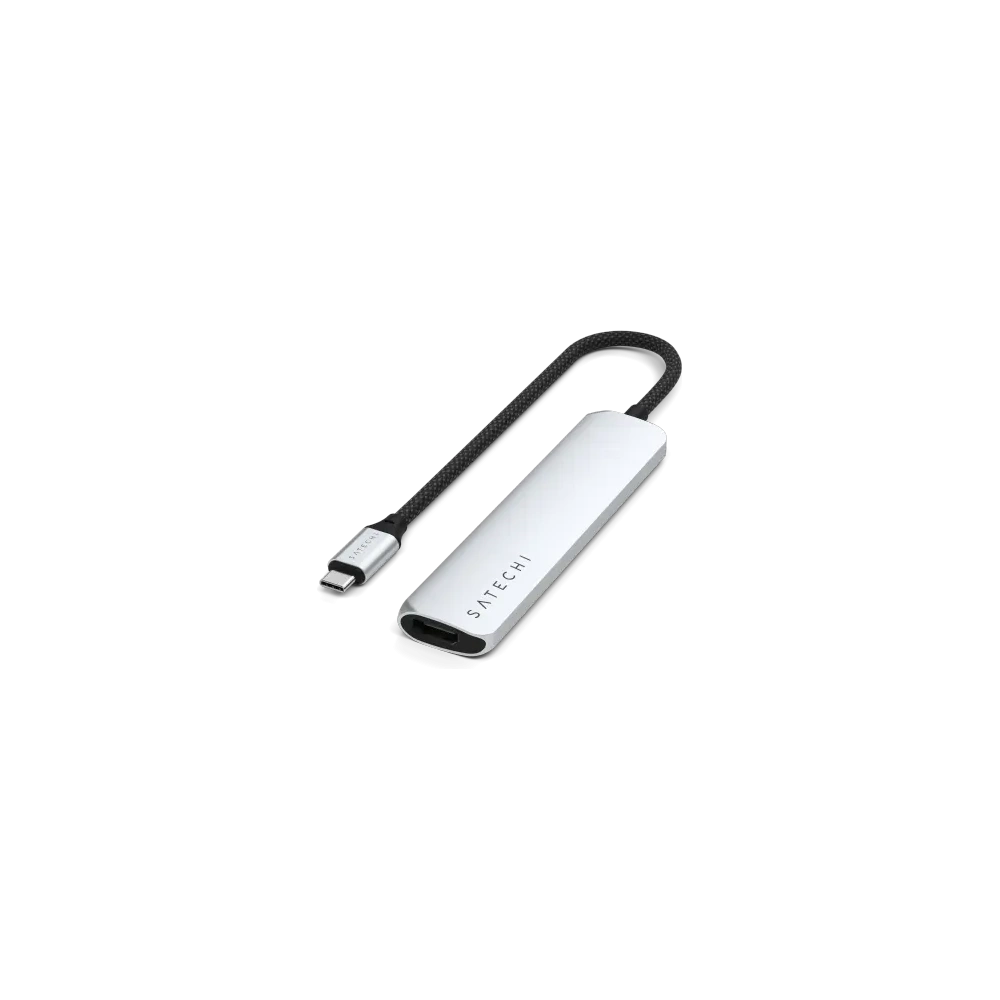 Hurtownia GSM - Satechi adaptor multiport USB-C Slim 6-in-1 USB-C / 2xUSB-A, USB-C, 4K HDMI, cititor de carduri argintiu - STH173 - {ean13} - Hurt